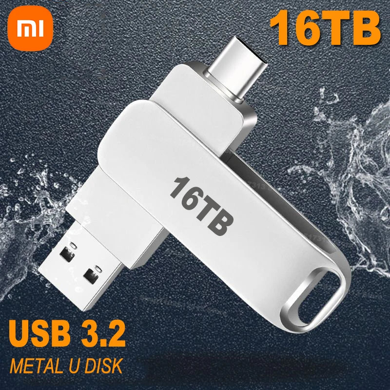 Xiaomi 16TB USB 3.2 Flash Drives High Speed Transfer Metal Pendrive Memory Card Pendrive Flash Disk Memoria Waterproof Stick