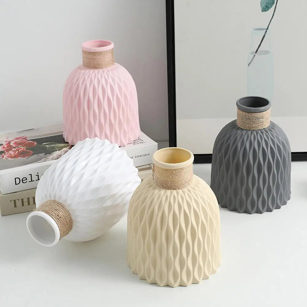 Rope Plastic Vase Flower Arrangement DIY Flowerpot Ware Decoration Home Living Porcelain Imitation Flower Ornaments Ro J6T2