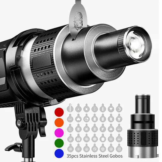 Bowens Mount Flash Snoot Conical Lens Video Artist Modelling Shape Photo Studio  Light Kit with Optical Spotlight Lens 35 Gobos