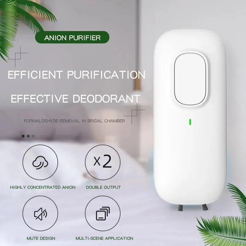 Mini Anion Purifier, Plug-in Air Purifier with Negative Ion Generator Odor Remove for Home, Toilte, Bedrooms, Bathrooms and Pet