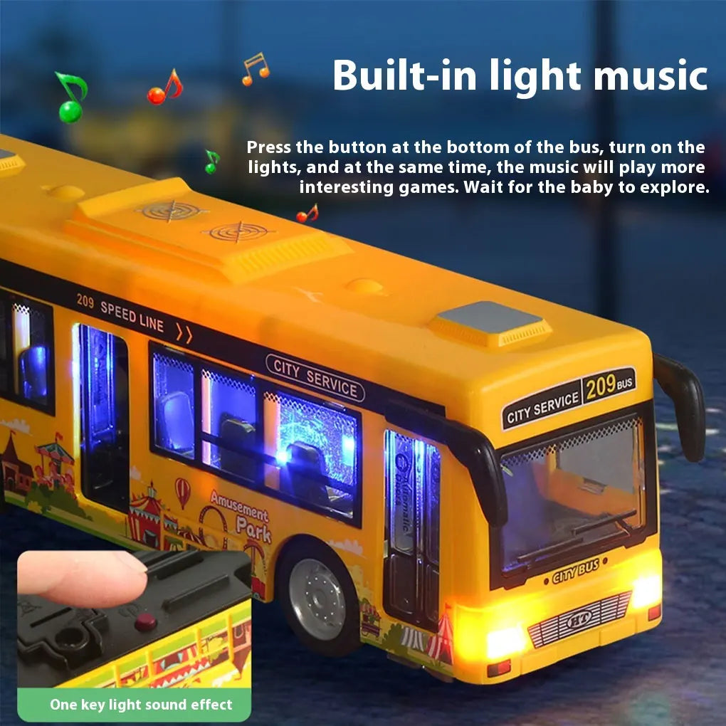 Openable Doors Built-in Lighting Music Simulated Bus Toys Interactive Toy Car Collection Educational Toy Boy Girl Birthday Gifts