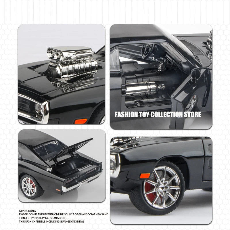 1:24 Challenger 1970 Fast & Furious 7 Alloy Car Model Diecasts Toy With Sound and Light Vehicles Decoration Toys For Kids Gift