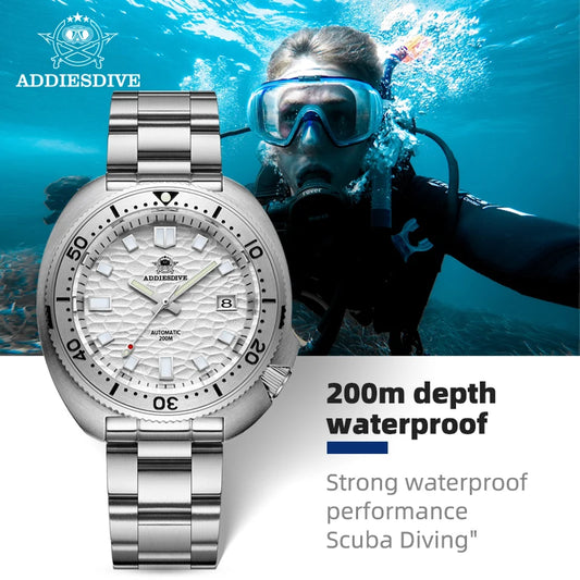 ADDIESDIVE Men's Automatic Watch Super Luminous NH35A 200m Waterproof Automatic Diver Men's Mechanical Watch Stainless Steel