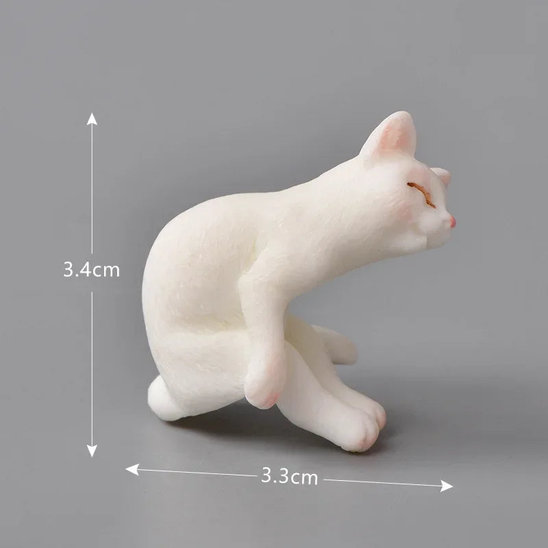 Resin Cats Ornament Kitten Figurine Animal Miniature Fairy Garden Doll House Decoration DIY Micro Landscape Home Decor