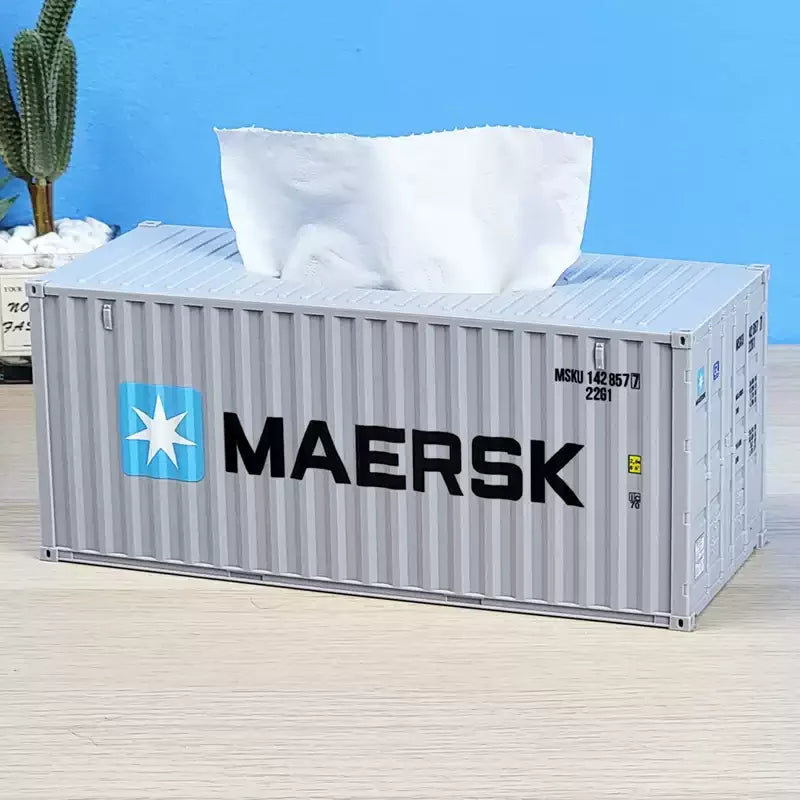 Creative Docker Shipping Container Model Tissue Box Mini Container Model Creative Plastic Living Room Facial Tissue Holder