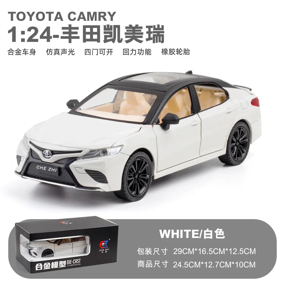 1:24 Toyota Camry Alloy Car Model Toys Metal Diecast High Simulation Strong Vehicle Model Sound Light Toy For Boys Birthday Gift