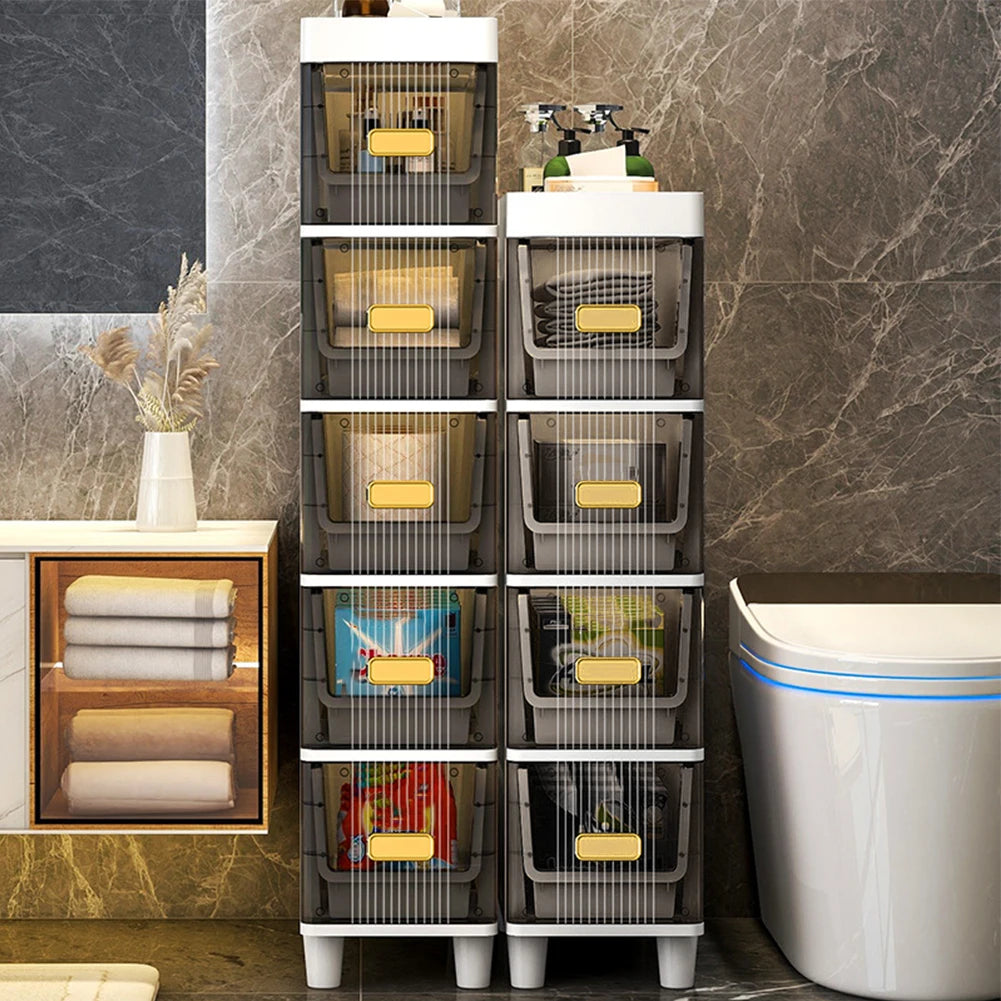 4/5 Tier Bathroom Storage Cabinet Waterproof Narrow Toilet Paper Storage Racks Home Kitchen Crevice Cabinet Storage Cupboard