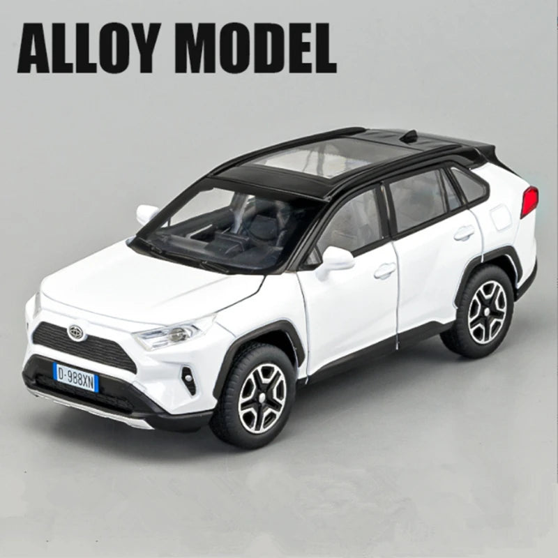 1:32 RAV4 SUV Alloy Car Model Diecast Metal Toy Vehicles Car Model High Simulation Sound and Light Collection Childrens Toy Gift