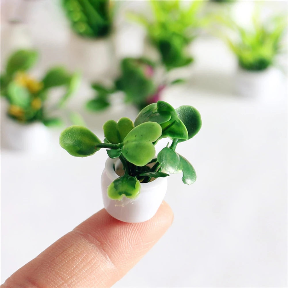 Mini Green Plant Tree Potted Doll House Miniature Furniture Home Decor Kids Toy Flower Pots Fake Simulation Plants