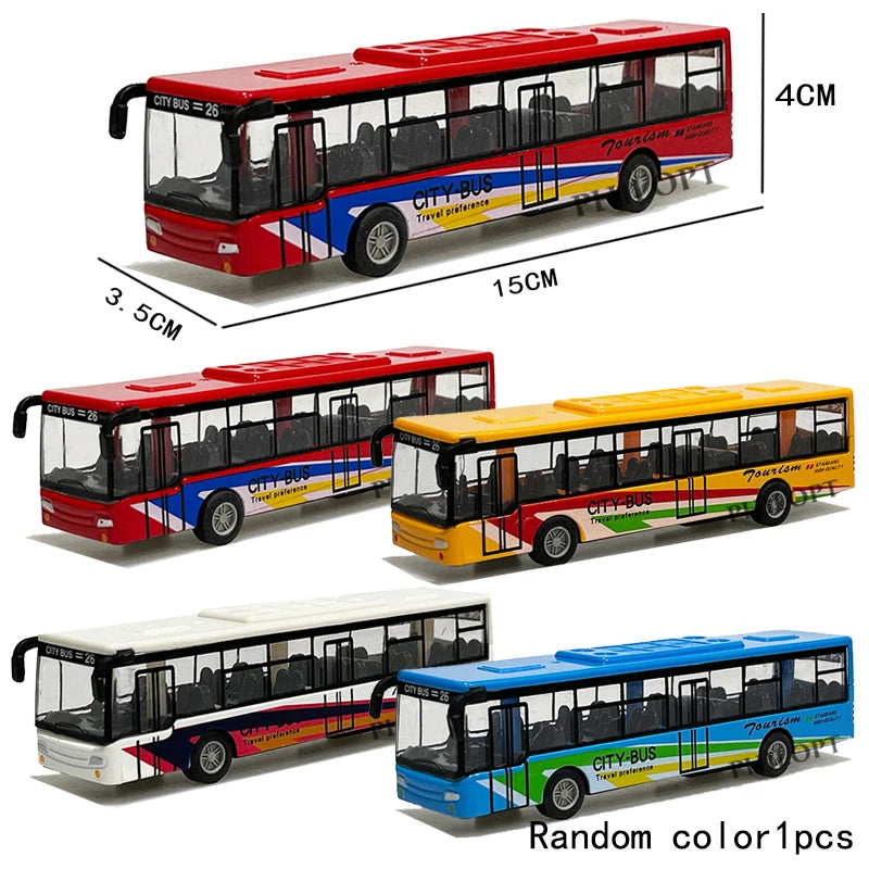 High Simulation Toy Car Model Diecast Plastic Pull-Back Bus Inertia Car City Tour Bus ABS Car Model Toys Gifts For Children Kids