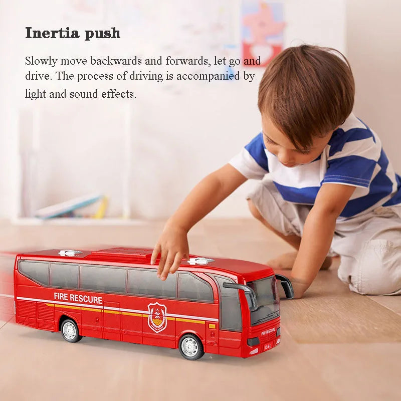 Children Police Car Fire Bus Lighting Music Inertia Simulation School Bus Toy Model Vehicle Kids Toys Boys New Years Xmas Gifts