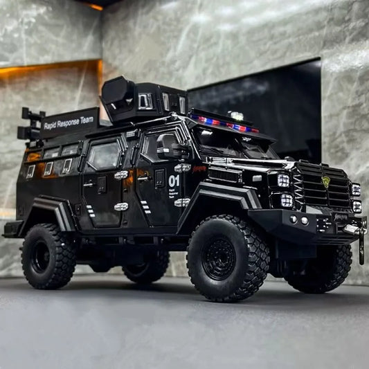 1:32 Alloy Sword Toothed Tiger Armored Vehicles Model Diecasts Metal Police Explosion Proof Car Model Sound and Light Kids Gifts