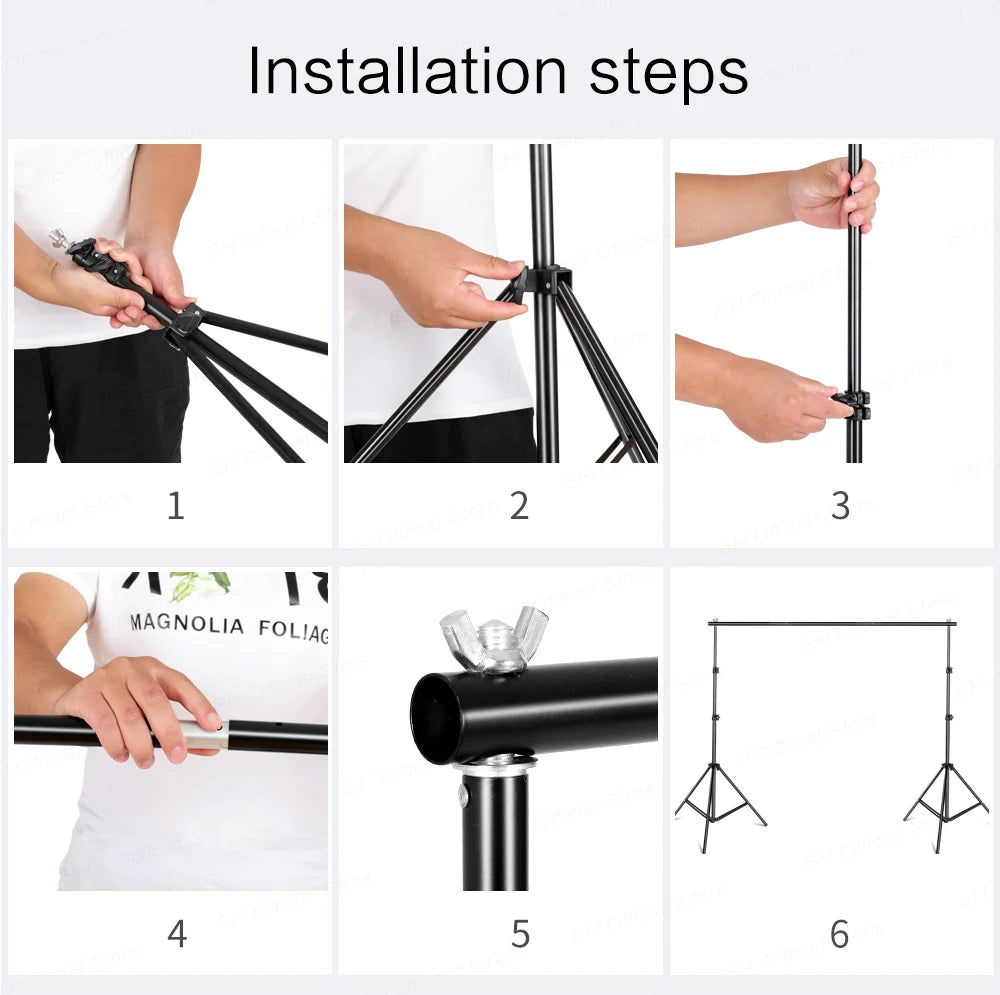 Photography Kit Background Frame Support Softbox Lighting Photo Studio Equipment With 3Pcs Backdrop And Cantilever Tripod Stand