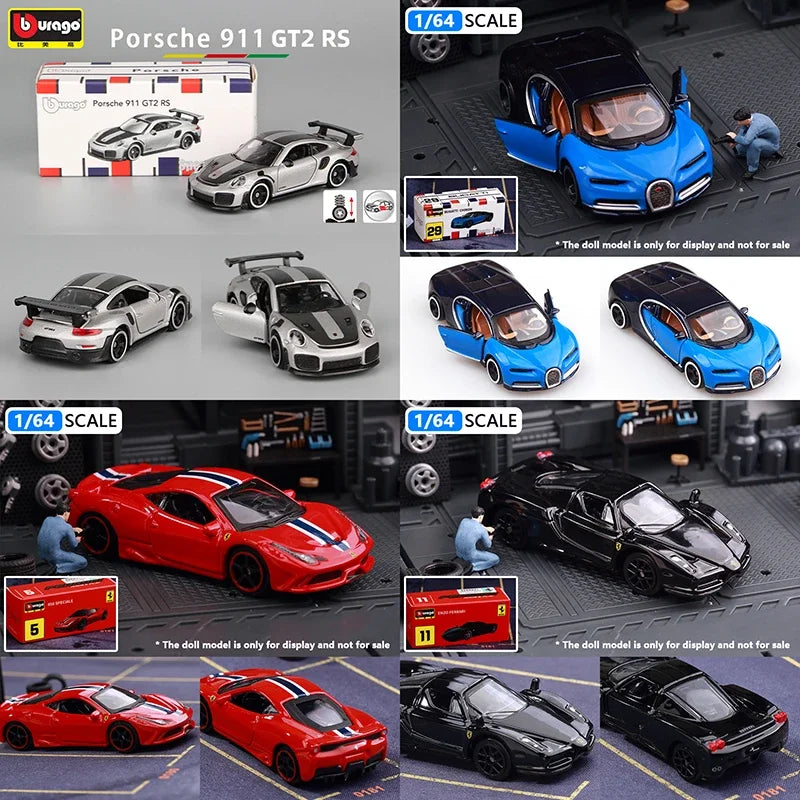 Bburago 1:64 Porsche 911 Gt Lamborghini Ferrari 1959 Cadillac Miniature Alloy CAR Model Collection Toy Gifts