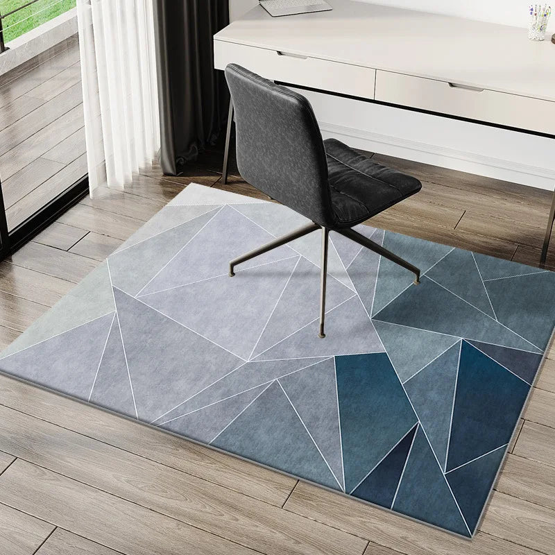 VIKAMA Geometric Carpet Study Office Computer Desk E-Sports Chair Non-Slip Mat Bedroom Rectangular Crystal Velvet Foot Mat