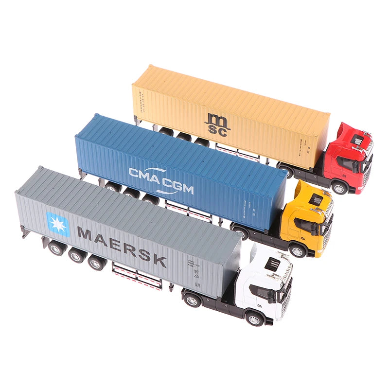 New 1PC 1:36 Diecast Alloy Truck Head Model Toy Container Truck Pull Back With Light Engineering Transport Vehicle For Children