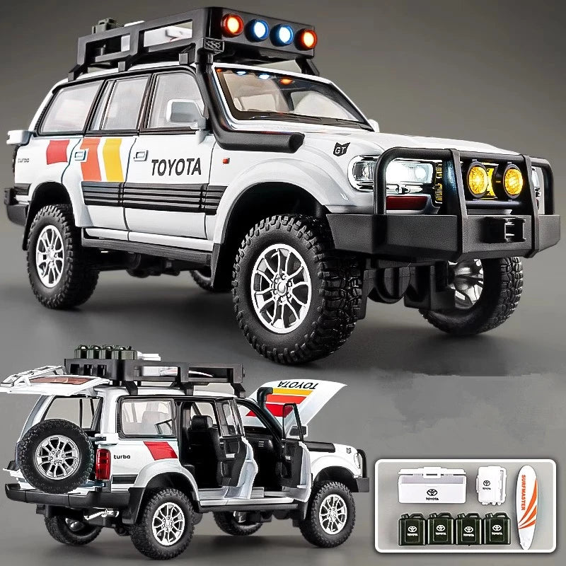 1/24 Toyota Land Cruiser LC80 Alloy Car Model Diecast Metal Off-road Vehicles Car Model Sound and Light Simulation Kids Toy Gift