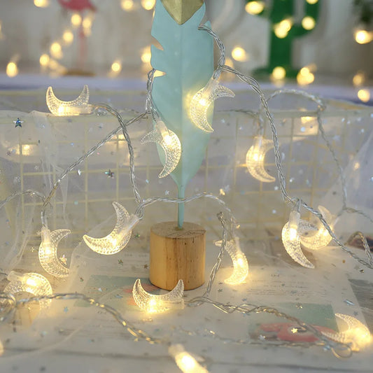 2025 Ramadan Decoration Moon Star Led String Lights EID Mubarak Home Decor Hanging String Lights Islamic Muslim Party Supplies