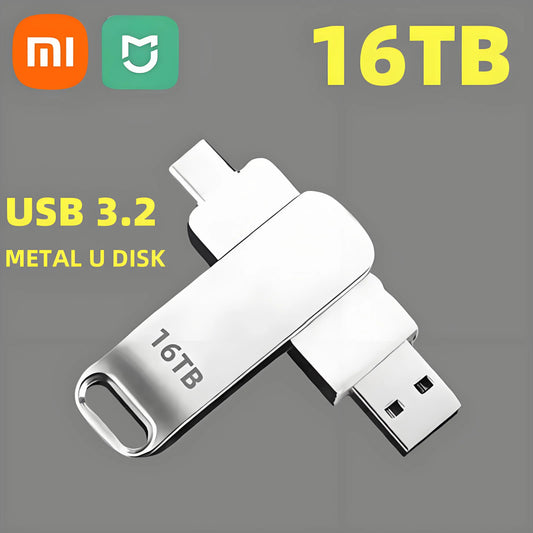 Xiaomi 16TB USB 3.2 Flash Drives High Speed Transfer Metal Pendrive Memory Card Pendrive Flash Disk Memoria Waterproof Stick