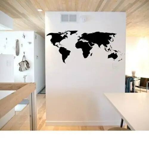 Large World Map Wall Decal Outline World Map Sticker Home Bedroom Living Room Decor Removable Adhesive Vinyl Wall Mural C45