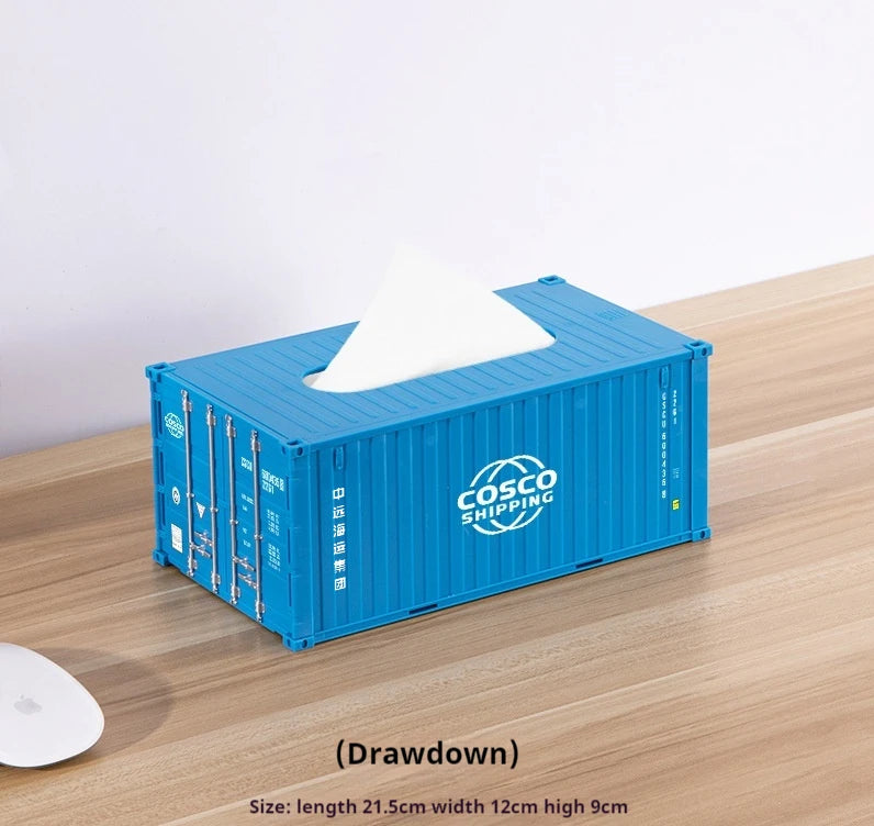 Creative Docker Shipping Container Model Tissue Box Mini Container Model Creative Plastic Living Room Facial Tissue Holder