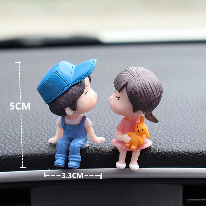 Car Decoration Cute Cartoon Couples Figure Figurines Balloon Home Ornament Auto Interior Dashboard Accessory For Girls Gifts