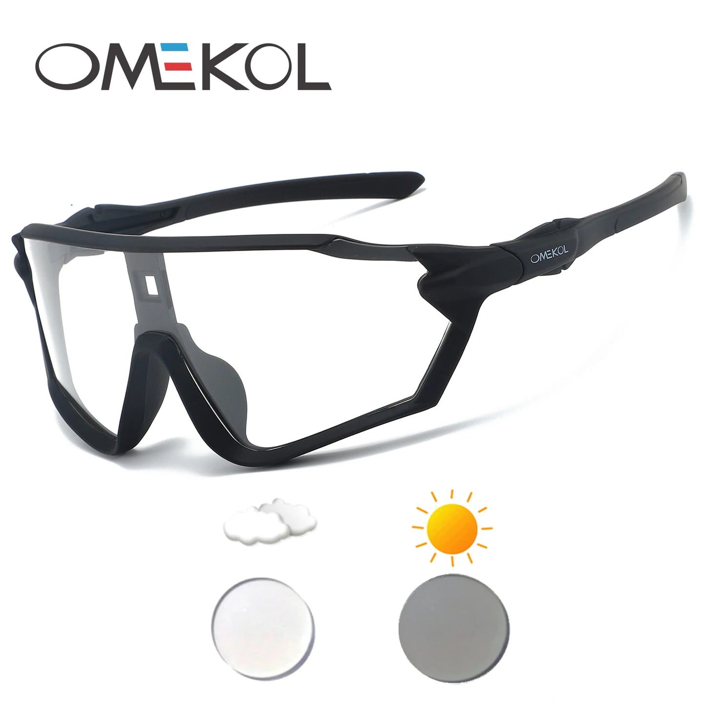 OMEKOL Brand New Photochromic Cycling Glasses Bicycle Eyewear Men Women Mtb Bike Baseball Sports Sunglasses Cycling Glasses