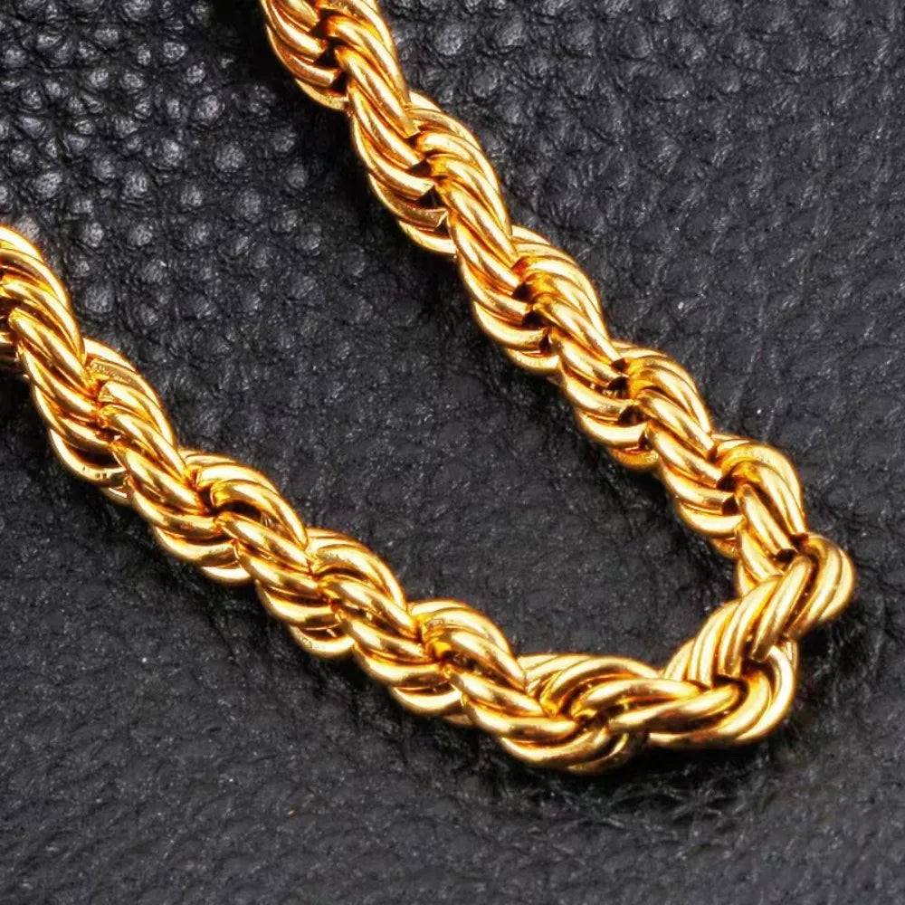 Wholesale Noble 45-60cm 18K Gold 4mm Rope Chain Necklace for Women Man Fashion Wedding Charm Gift Jewelry 18-24Inch