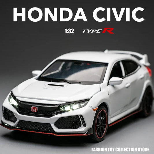 1: 32 CIVIC TYPE R Alloy Car Model Diecasts Toy With Sound and Light Vehicles Decoration Toys For Kids Gift