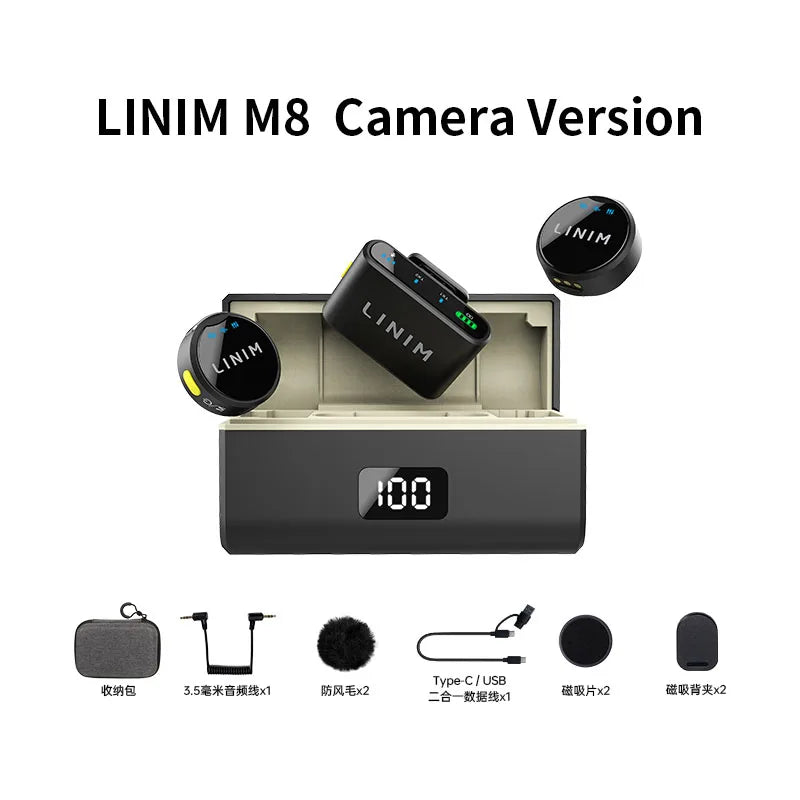 LINIM M8 Wireless Lavalier Microphone for iPhone Camera Type-C Noise Cancellation 23H Battery for Vlog Interview Live Streaming