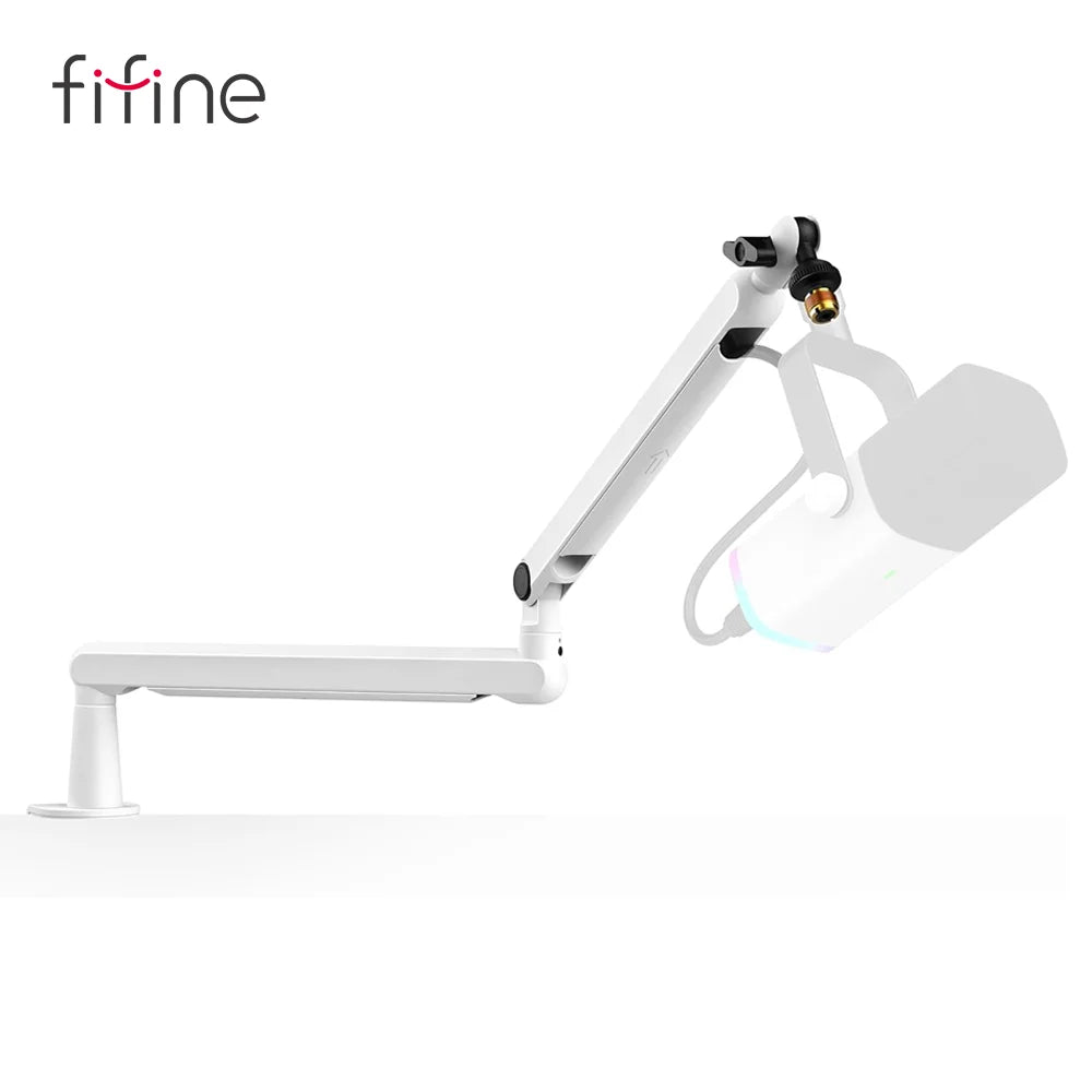 FIFINE Adjustable Low-profile Arm Microphone Stand with Cable Managment/Desk Mount, Suspension Boom for K688 Ampligame AM8-BM88