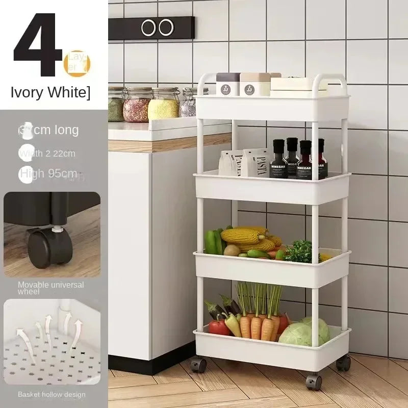 A+Trolley Rack Kitchen Floor Bedroom Multi-Layer Baby Snacks Mobile Bathroom Bathroom Storage Storage Rack