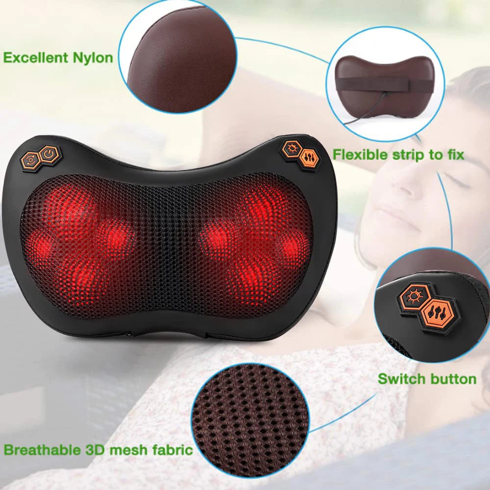 Massage Pillow Neck Massager Heating Car Pillow Shiatsu Vibrating Massager For Neck Relax Muscles Massage