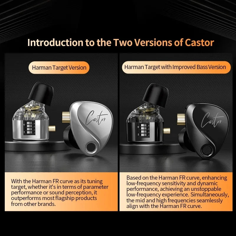 KZ Caster-2 Dynamic High-end Tunable Balanced Armature Headset Audiophile Stage Live Monitoring Earphone Noise Canceling Earbuds