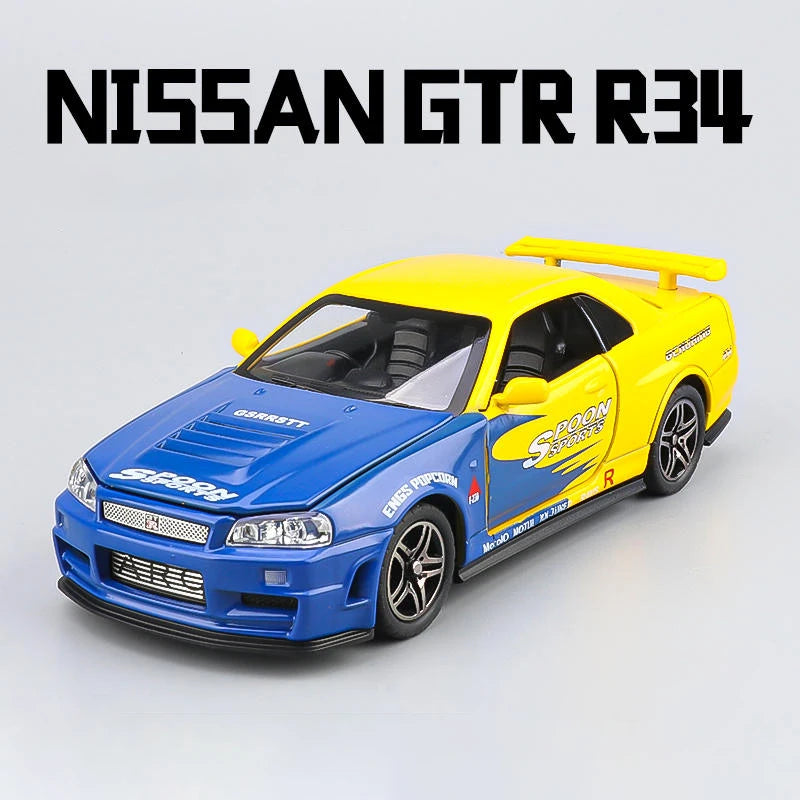 1:32 NISSAN GTR GT-R R35 R34 Supercar Alloy Car Model Diecasts & Toy Vehicles Toy Cars Kid Toys For Children Gifts Boy Toy