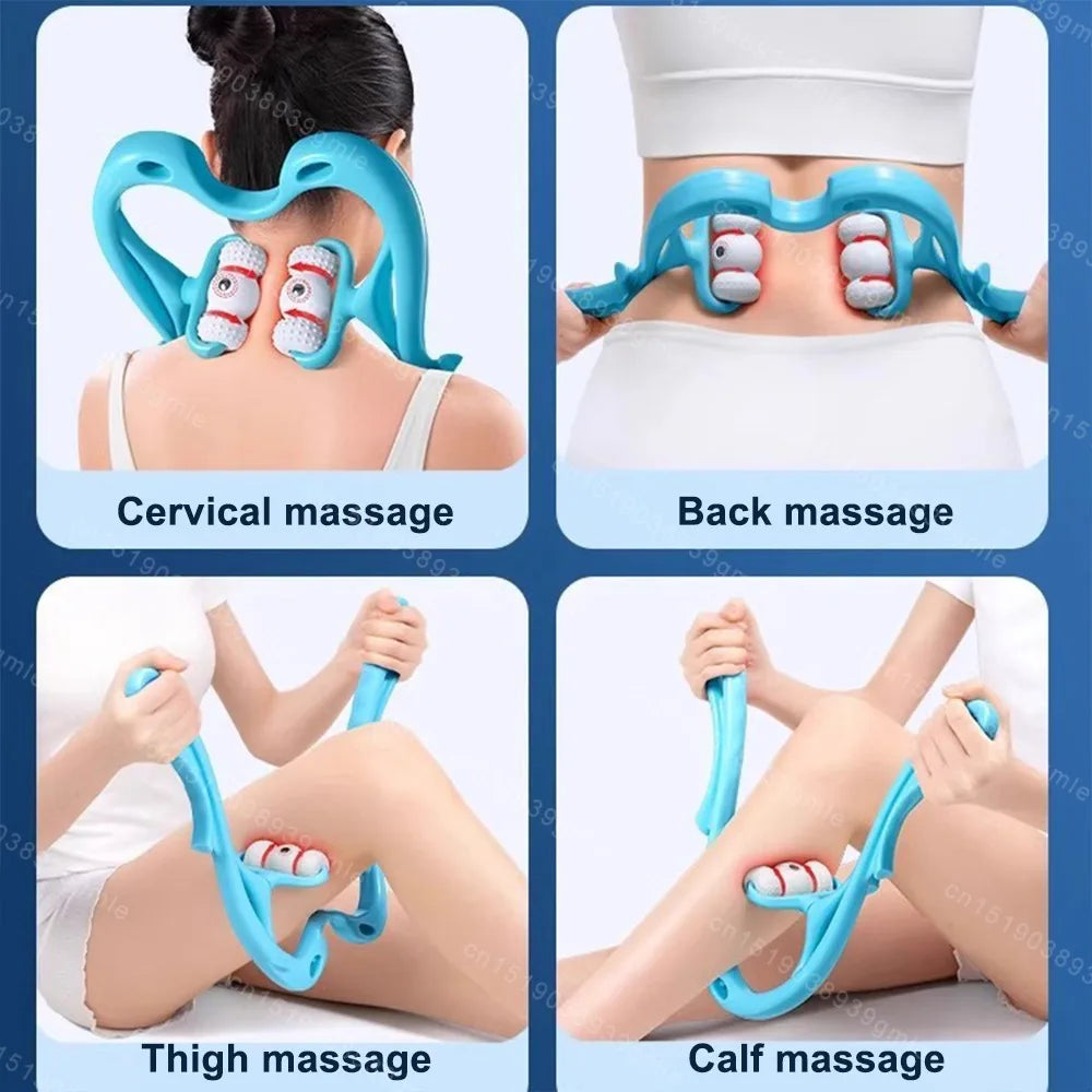 Cervical Spine Massager 6 Roller Neck Shoulder Massager Manual Back Massage Relaxation Relieve Pain Neck Instrument Household