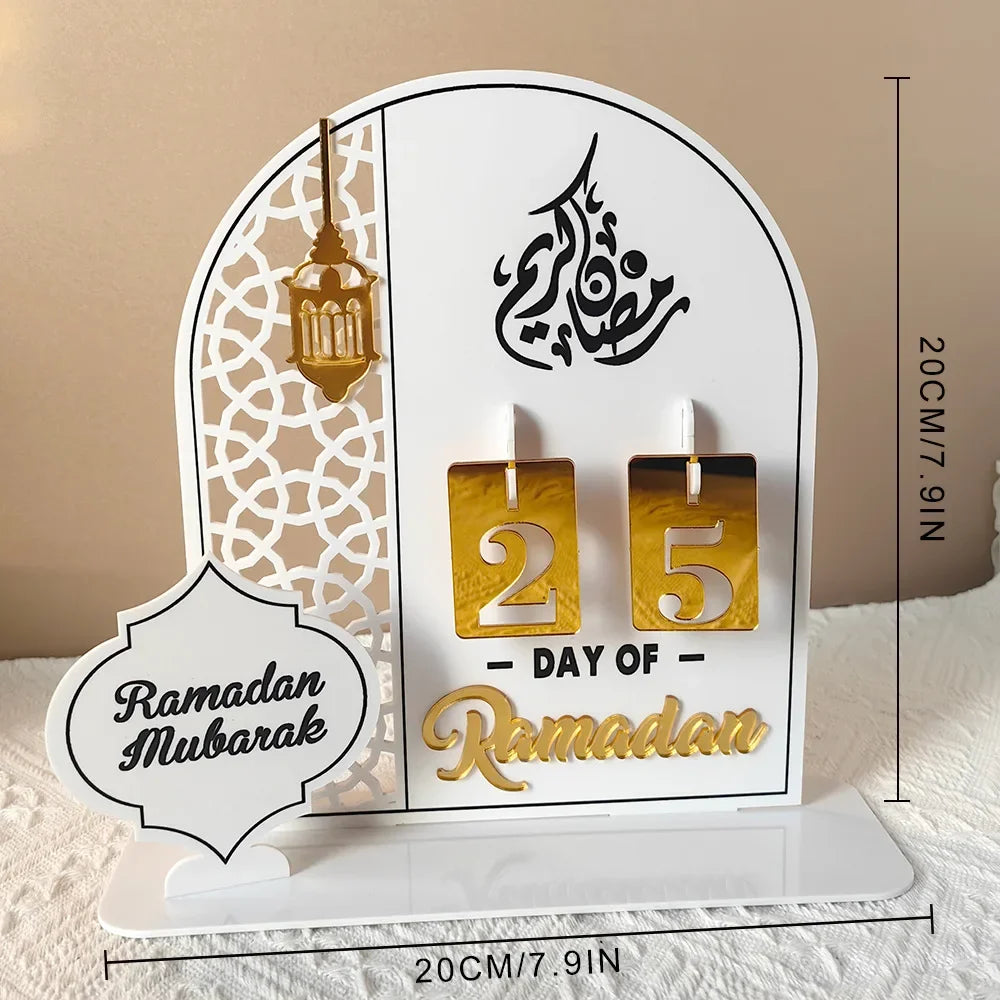 Acrylic Ramadan Countdown Calendar Gifts Day of Ramadan Calendar with Replacing Number 2025 Eid Mubarak Home Decoration Ornament