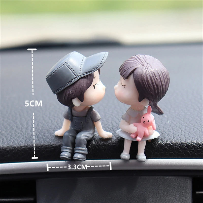 Car Decoration Cute Cartoon Couples Figure Figurines Balloon Home Ornament Auto Interior Dashboard Accessory For Girls Gifts