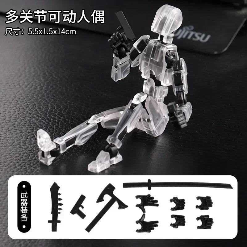 DIY Luminous T13 Multi-Jointed Movable Shapeshift Robot 3D Printed Mannequin Lucky robot and dog Action Figures Toys kids Gifts