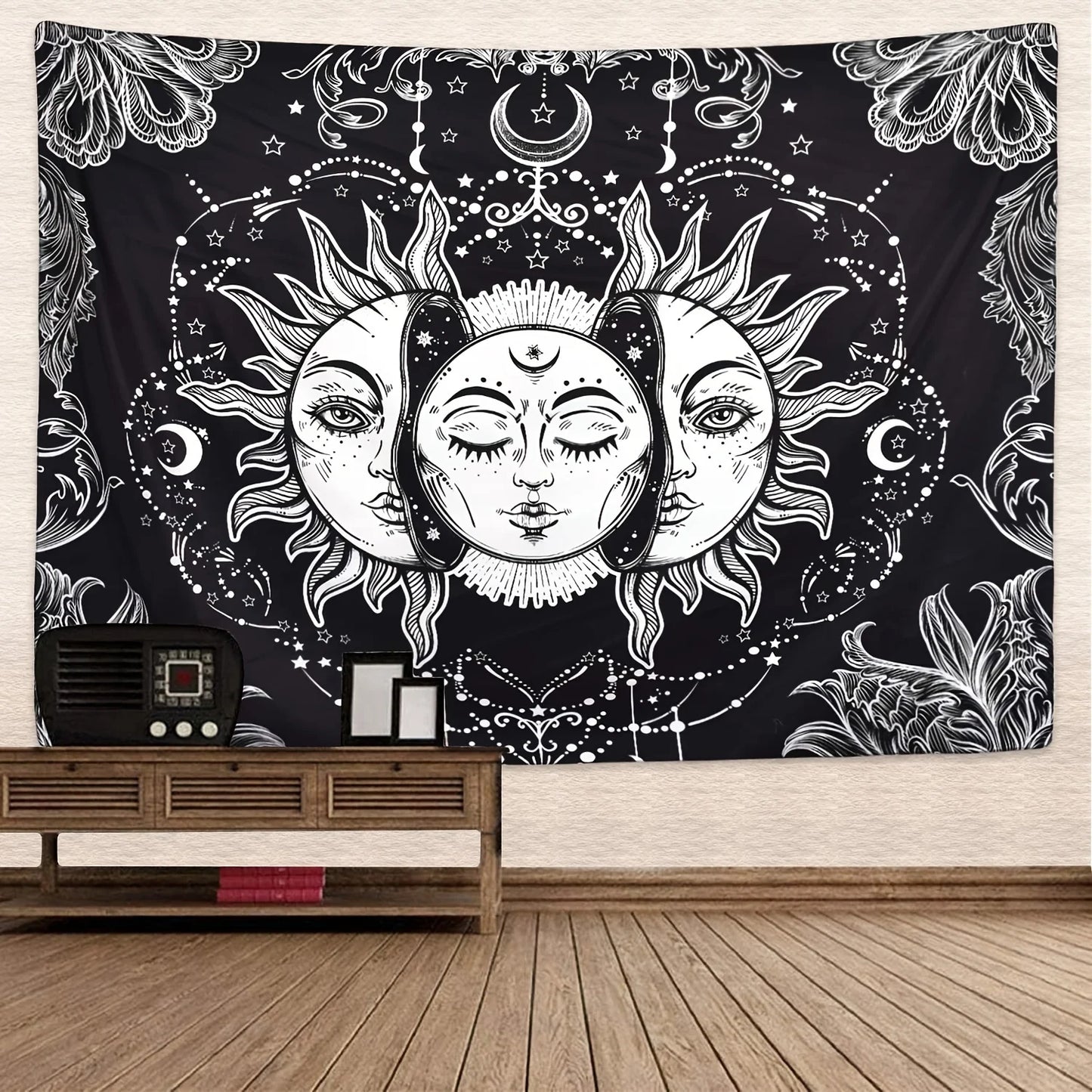 1pcS75*58cm Sun Moon Horoscope Divination Printed Tapestry Home DecorTapestry Wall Decor