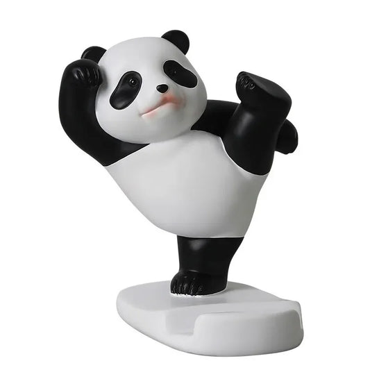 Panda Figurines Desktop Phone Holder Stand Mobile Phone Support Ornaments Office Desk Ornaments Small Car Interior Decoration