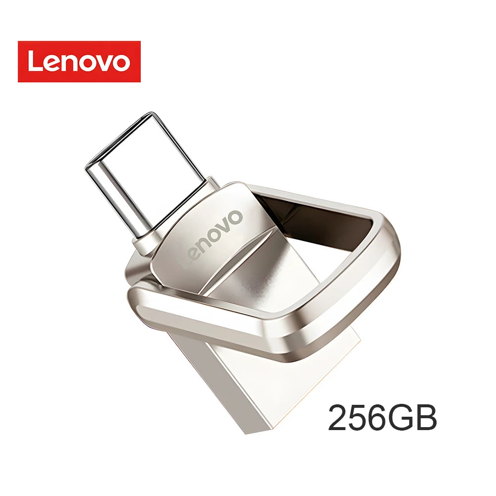 Original Lenovo 2TB Pendrive USB 3.1 Flash Drive Metal U Disk 2 IN 1 OTG 1024GB 128GB 512gb 1TB Pen Drives For Phone Computer