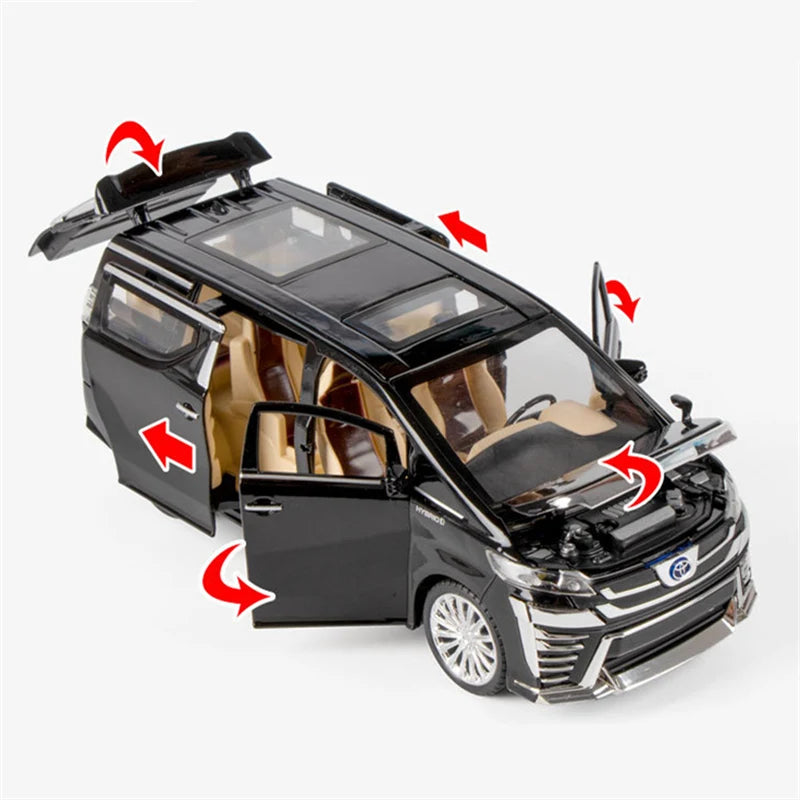 1:32 Toyota VELLFIRE Alphard MPV Alloy Car Model Diecast & Toy Metal Vehicles Car Model Sound and Light Simulation Kids Toy Gift