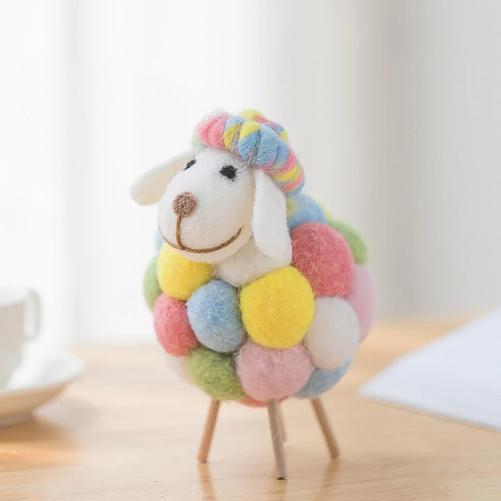 Mini Felt Sheep Figurines Small Ornament Christmas Holiday Wool Statue Miniature Party Supplies Home Decoration