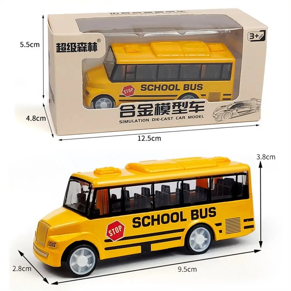 Vehicle Model Alloy Bus Model High Imitation Ornaments Pull Back Car Bus Shape Simulation School Bus Model Collection Toys