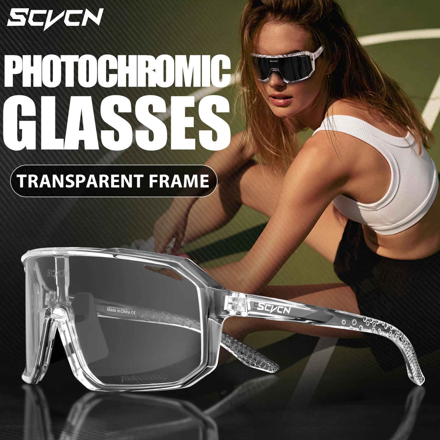 SCVCN Cycling Sunglasses Photochromic Glasses for Men Sun Mountain Bike Road Bicycle Eyewear Cycle Goggles Sports UV400 MTB