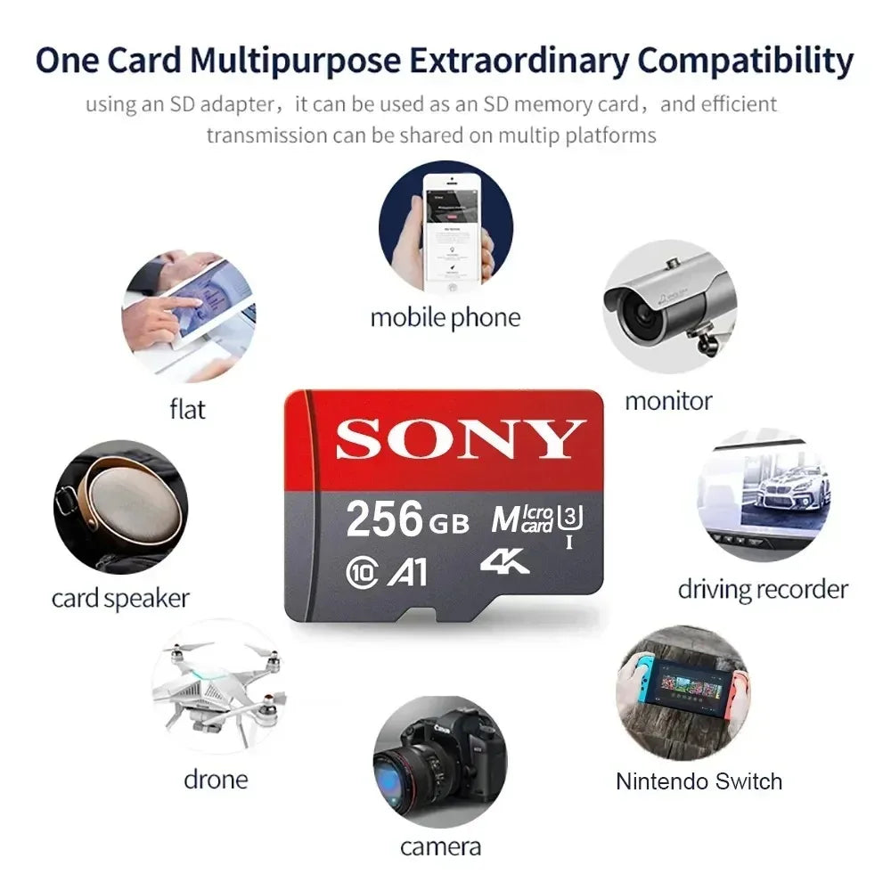 SONY Micro SD TF Card Mini 1TB Memory Card Class 128GB 256GB High Speed Cartao De Memoria Flash Memory TF Mecard C10 For Xiao Mi