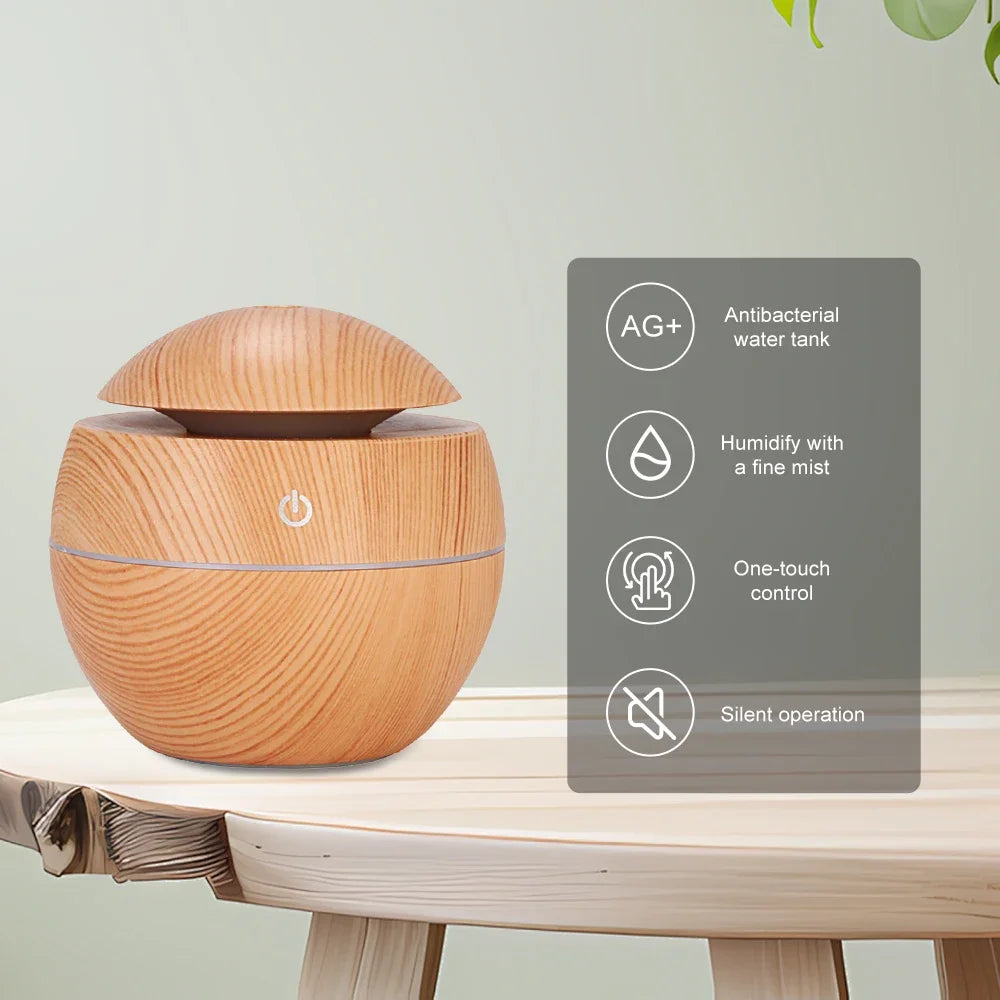 Humidifier Electric Air Aroma Diffuser Wood Ultrasonic Air Humidifier Essential Oil Aromatherapy Cool Mist Maker for Bedroom