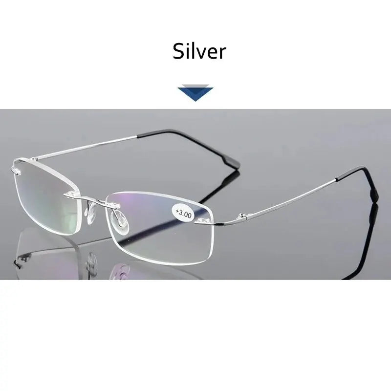 Ultralight TR90 Memory Titanium Rimless Reading Glasses Men&Women Presbyopic Eyeglasses +1.0 +1.5 +2.0 To+3.5 +4.0