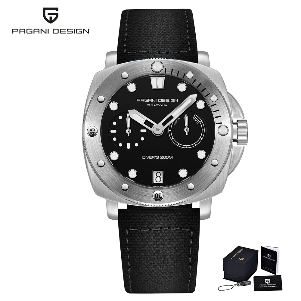 PAGANI DESIGN Men's Watches New Diver Automatic Mechanical Watch Sapphire Stainless Steel Sport 20 Bar Clock Relogios Masculino